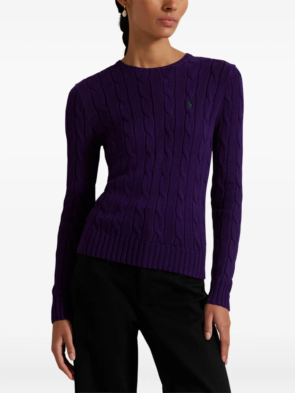 Свитер фактурной вязки POLO RALPH LAUREN, фиолетовый — фото 3