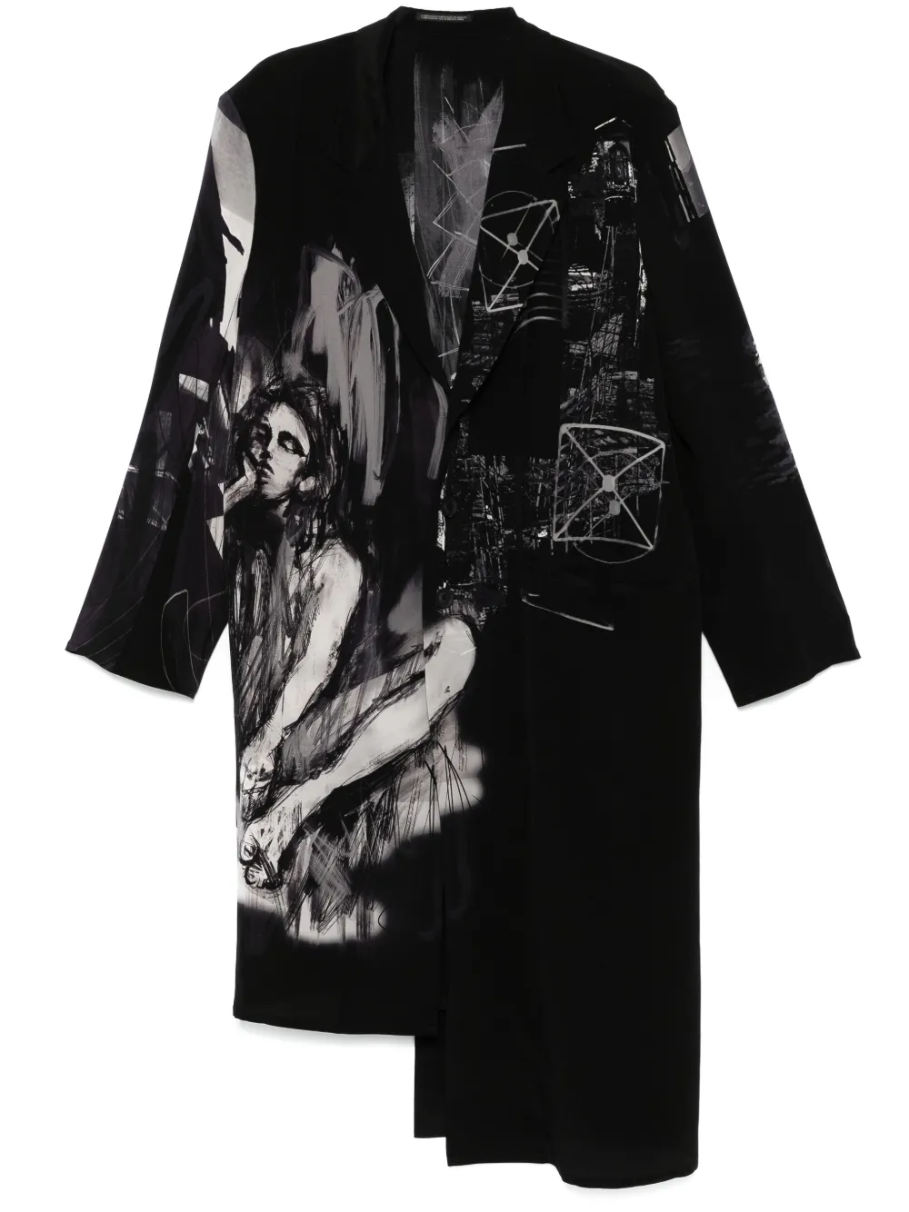 

Пальто с принтом Yohji Yamamoto, черный