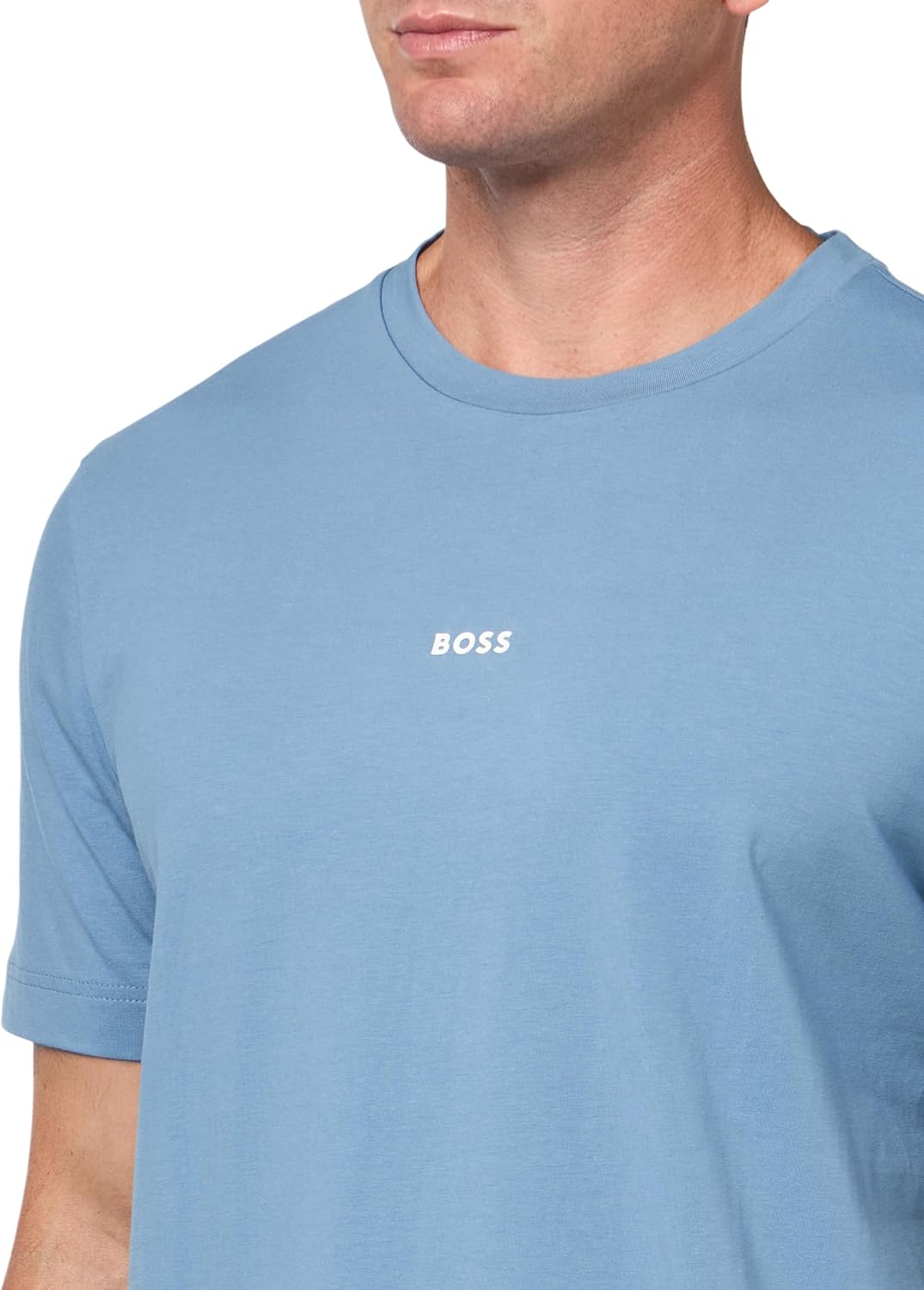 Мужская хлопковая футболка BOSS с логотипом на груди, стандартного кроя, Niagara Mist — фото 3