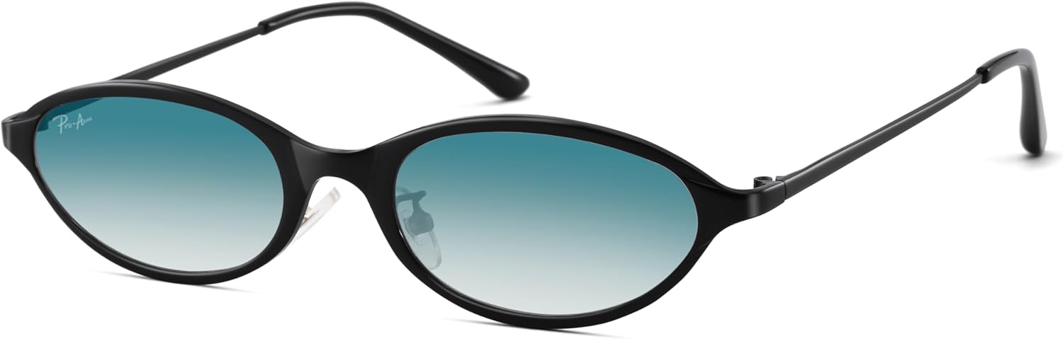 

Солнцезащитные очки Pro Acme Retro Small Triangle для женщин и мужчин, стильные «кошачий глаз» в стиле 90-х, легкие, с узкой оправой, модные, с защитой от УФ-излучения, Black Frame/Gradient Blue Brown Lens