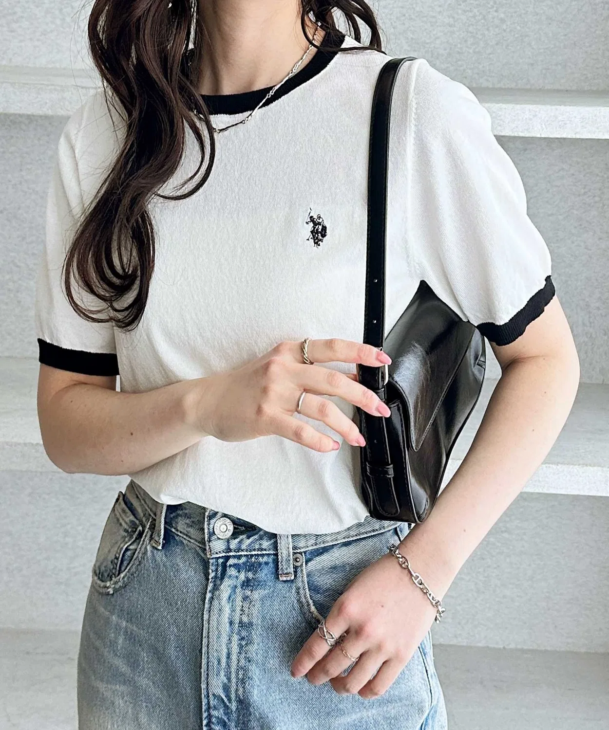 Джемпер U.S. POLO ASSN. с контрастной отделкой, белый с чёрным