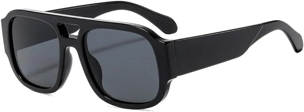 

Мужские солнцезащитные очки в стиле ретро с двойной перемычкой, квадратной формы, модные солнцезащитные очки UV400 для женщин, панк-градиент UATXTAU, Black Grey