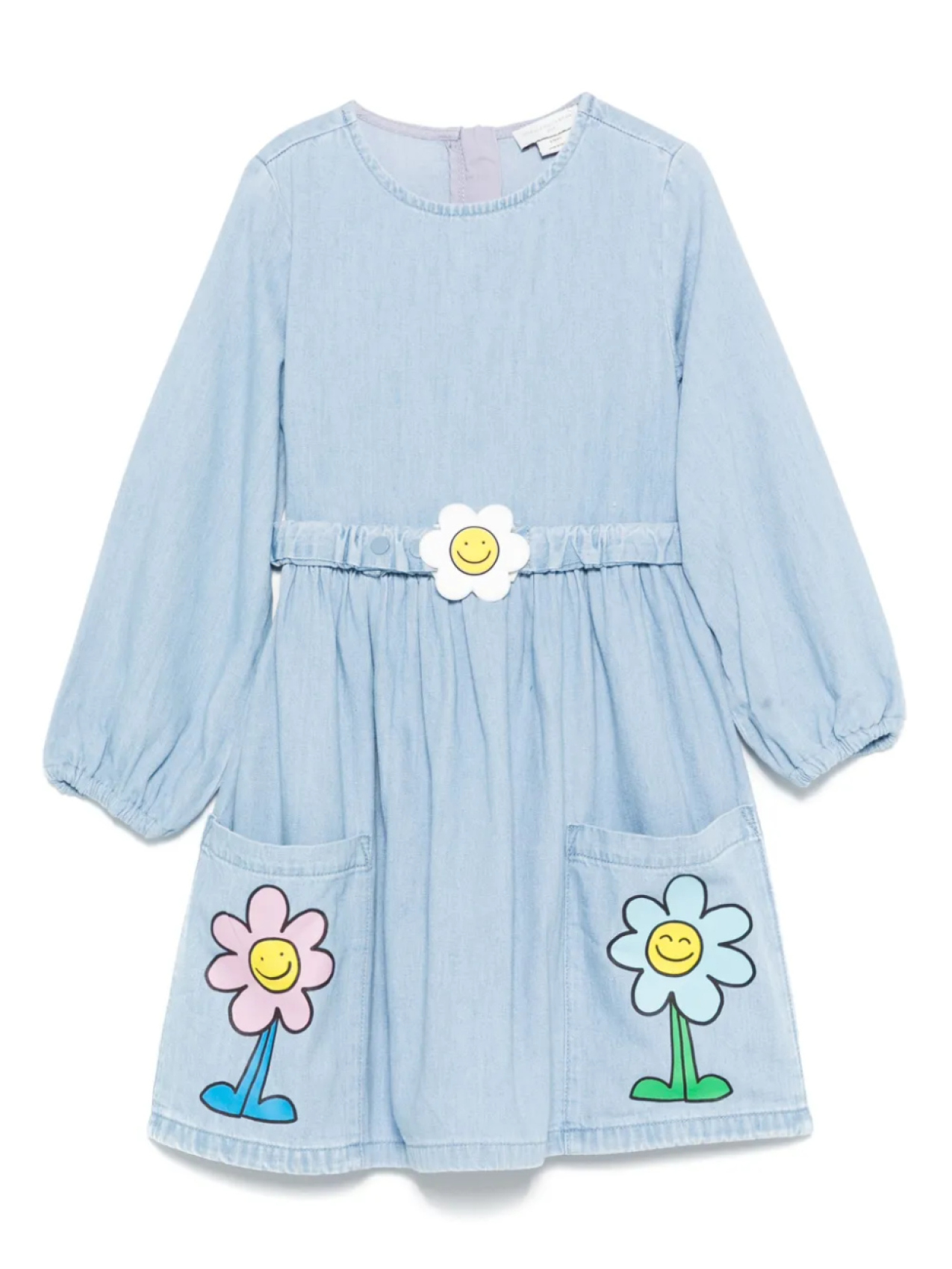 

Платье из денима с цветочным декором Stella McCartney Kids, синий
