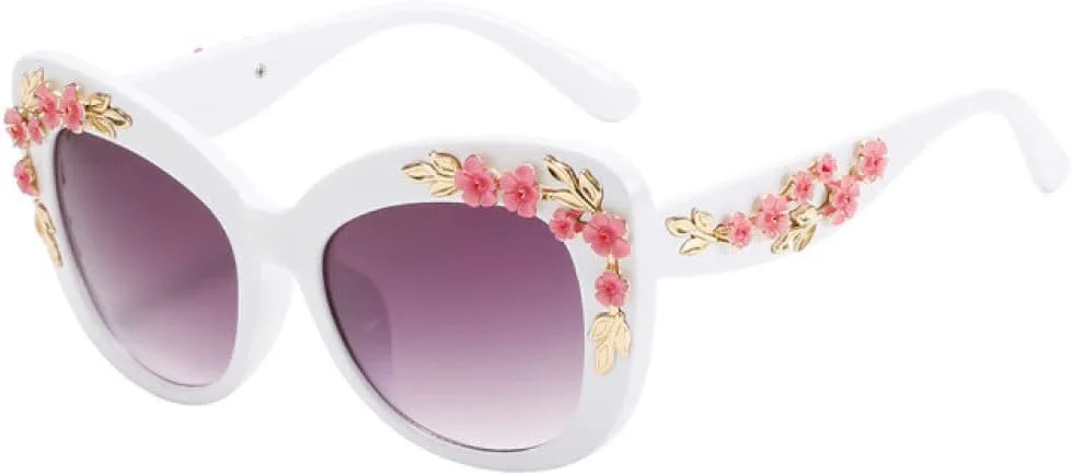 

Современные винтажные солнцезащитные очки 2027 года для женщин, дизайнерские солнцезащитные очки, модные розовые оттенки, женский цветочный декор MTZJH, White