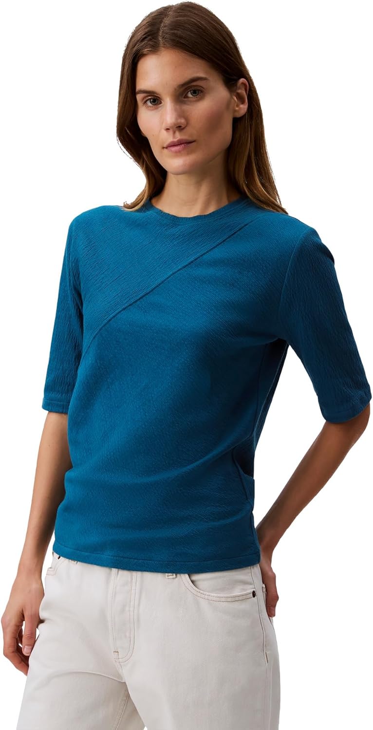 

Женский текстурированный трикотажный топ Calvin Klein Jeans с рукавами 3/4, Ink Blue