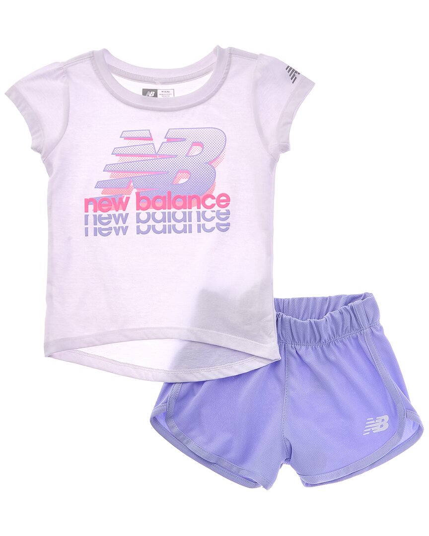 

Комплект New Balance из 2 предметов: футболка и сетчатые шорты, фиолетовый