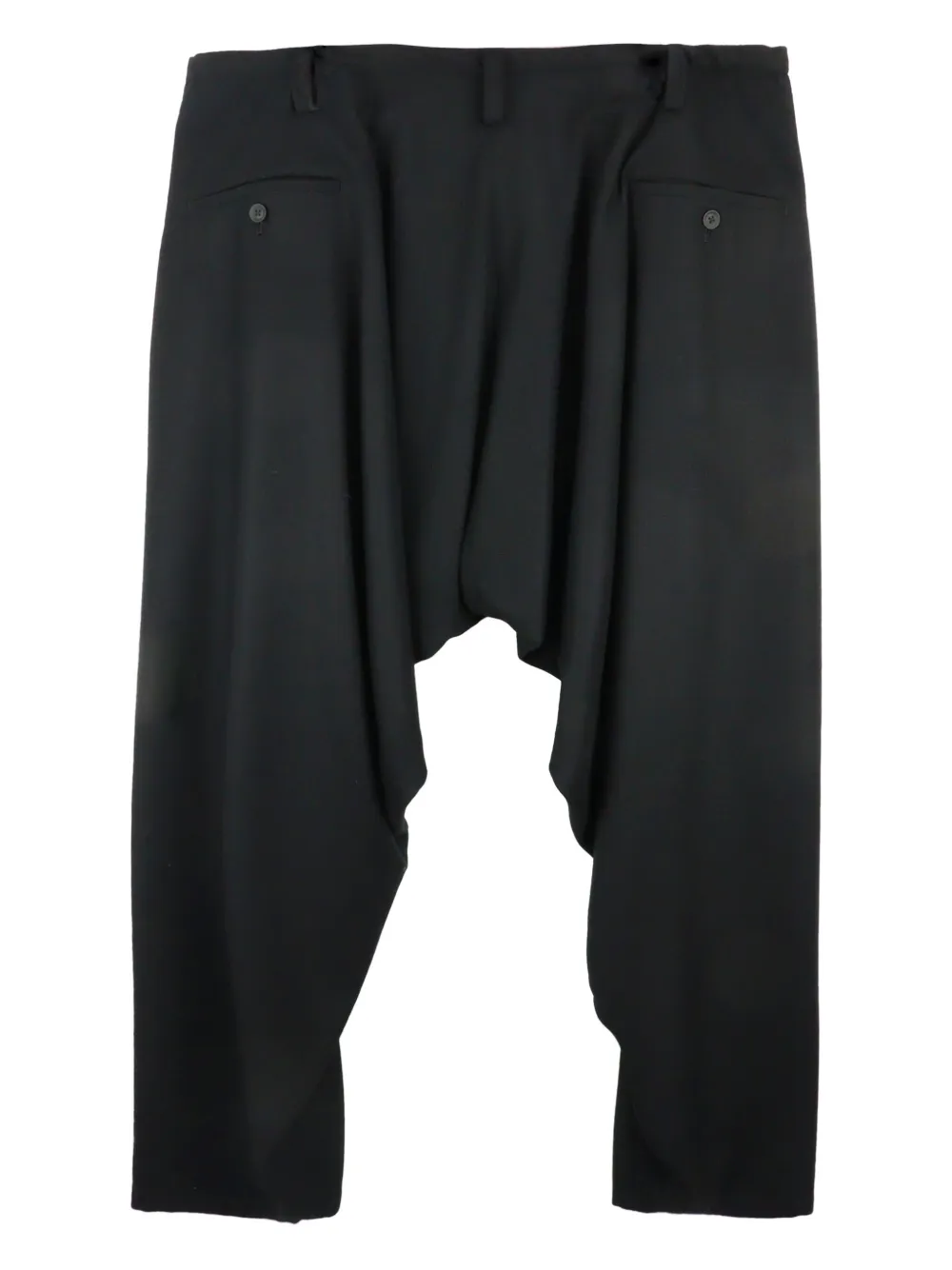Шерстяные брюки с заниженным шаговым швом Yohji Yamamoto, черный — фото 2