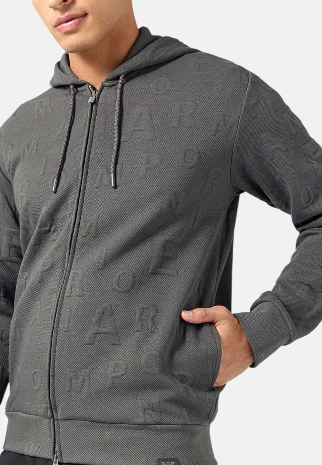 Худи на молнии Emporio Armani, хлопковая смесь, Asphal Jacquard — фото 4