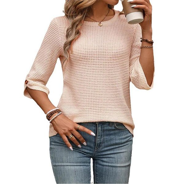 

Женская блуза с коротким рукавом и пуговицами в стиле туник Yesfashion, Pink