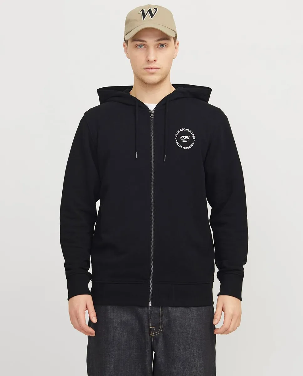 

Мужская толстовка с капюшоном и небольшим логотипом сбоку Jack & Jones, черный