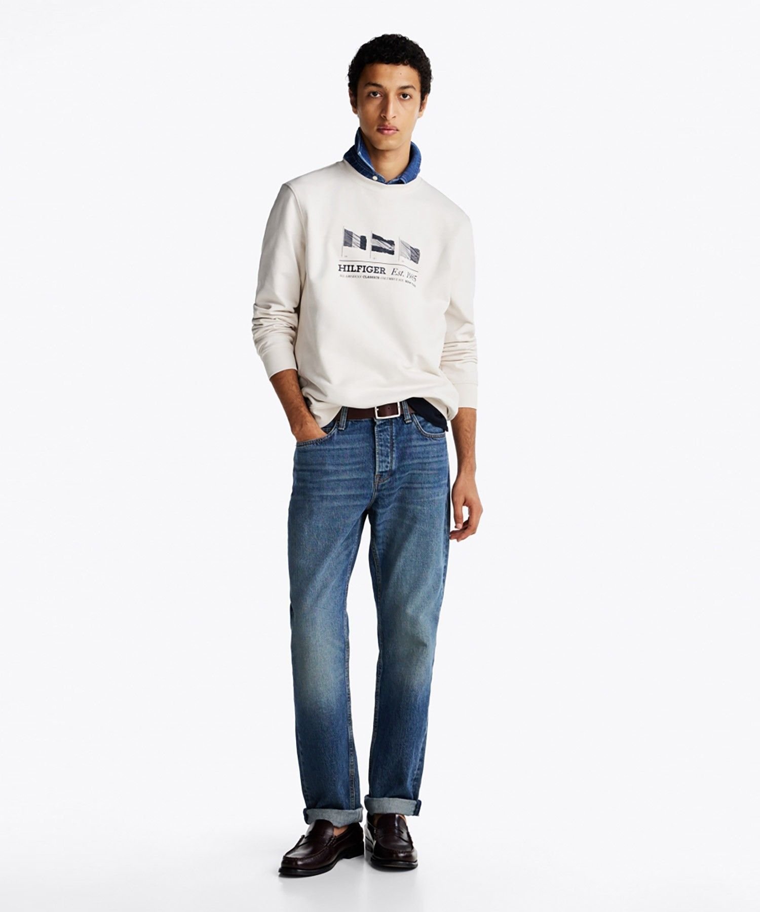 Толстовка с круглым вырезом и флагом Hilfiger TOMMY HILFIGER, Navy DW5 — фото 3