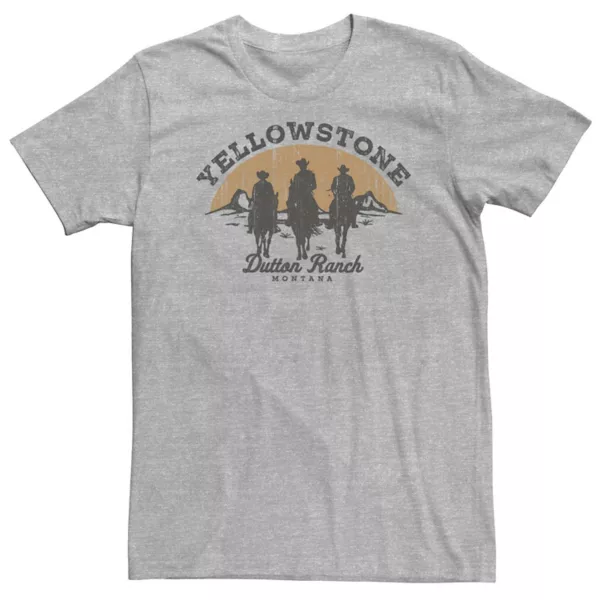 

Большая и высокая футболка Yellowstone Dutton Ranch с ковбоями Монтаны Licensed Character, серый