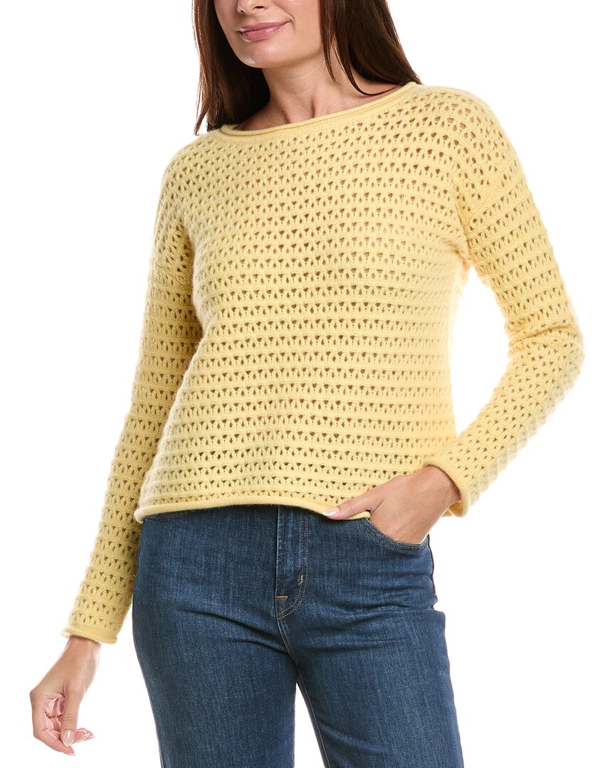 

Кашемировый свитер с лодочкой и ажурным узором THE CASHMERE PROJECT, желтый