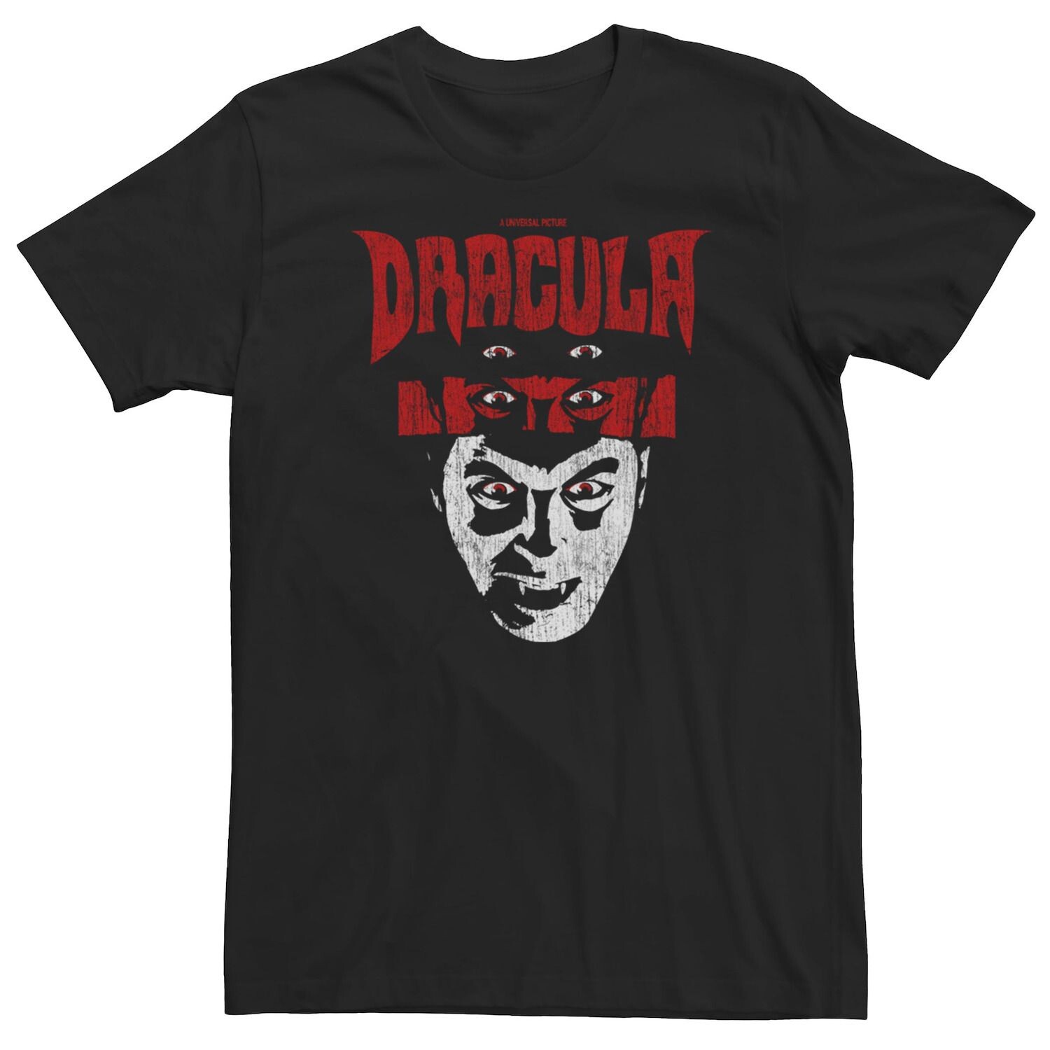 

Мужская универсальная футболка Monsters The Eyes Of Dracula с потертым портретом Licensed Character