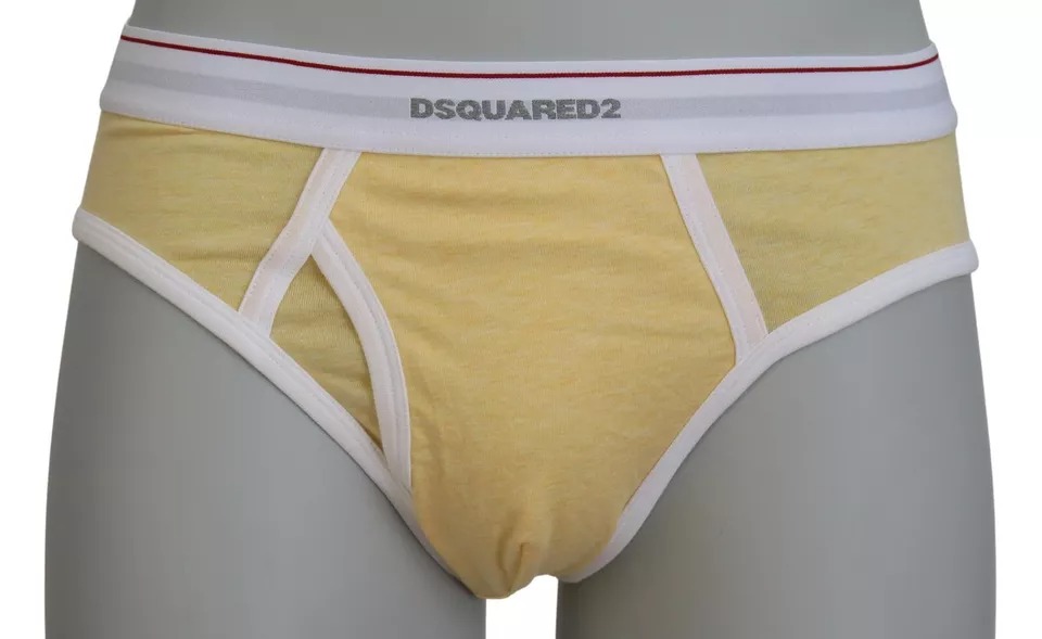 

Желто-белые хлопковые стрейч-трусы для мужчин Dsquared2