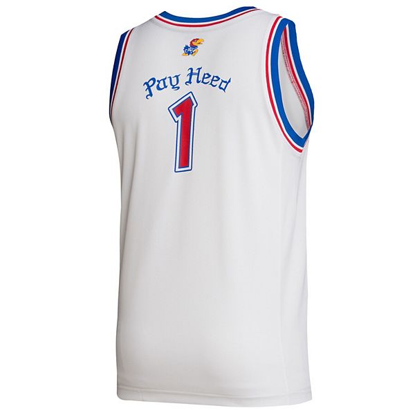 Мужская белая альтернативная баскетбольная майка Kansas Jayhawks Adidas — фото 4