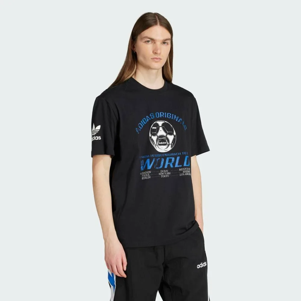 Футболка с коротким рукавом и футбольным принтом в стиле 90-х Adidas, black