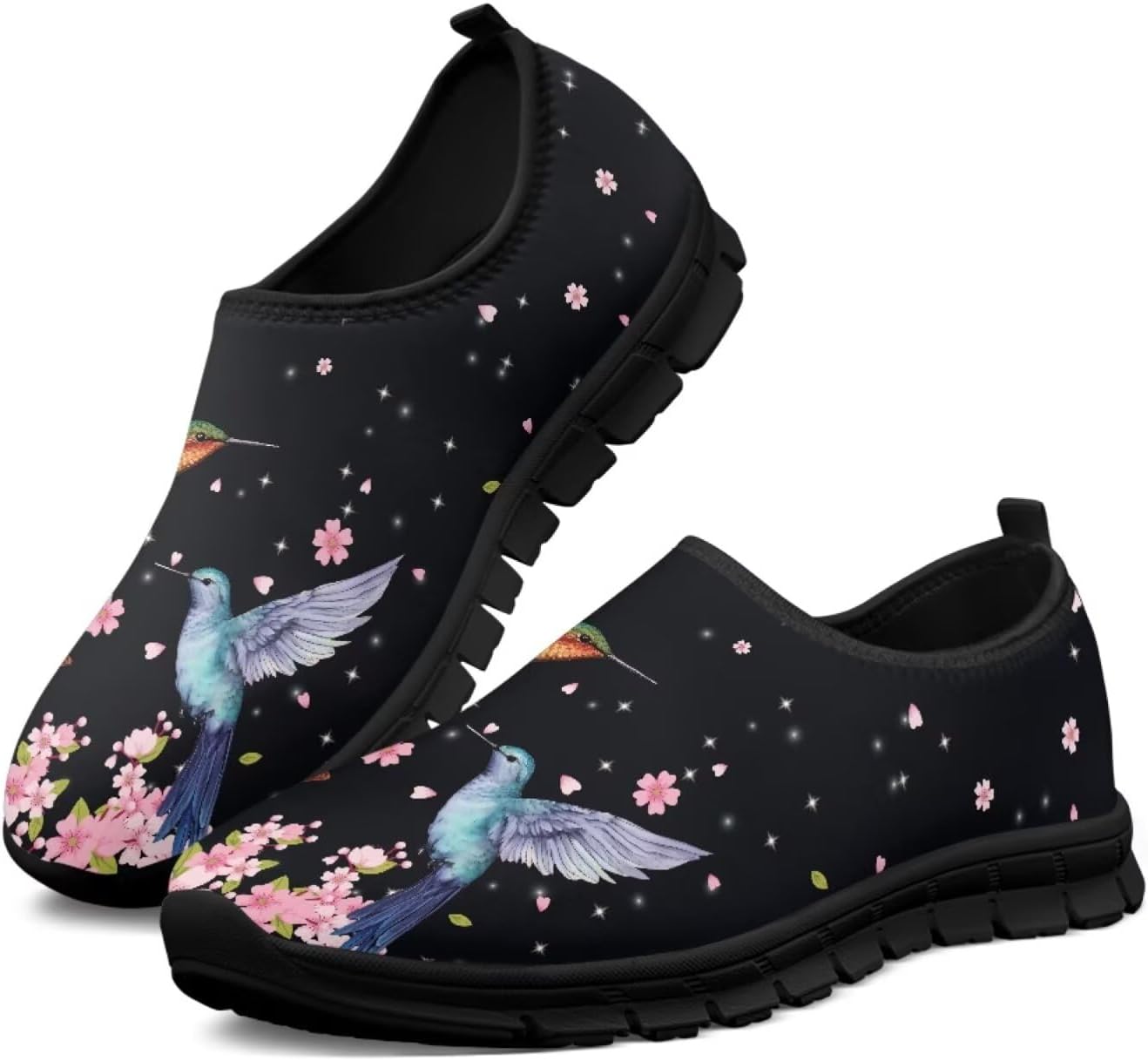 

Женские туфли-лоферы Ecaestolph Hummingbird для прогулок, с плоским носком, широким носком, кроссовки для бега, спорта и походов, черный