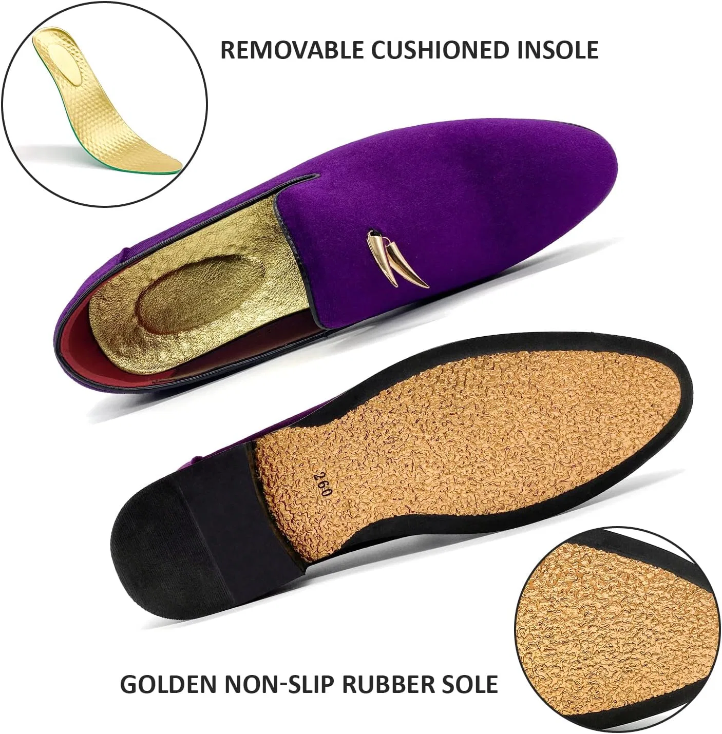 Мужские лоферы MHB Penny Slip-On из бархата и замши, туфли-слипоны с блестками, в стиле смокинга, Purple — фото 4