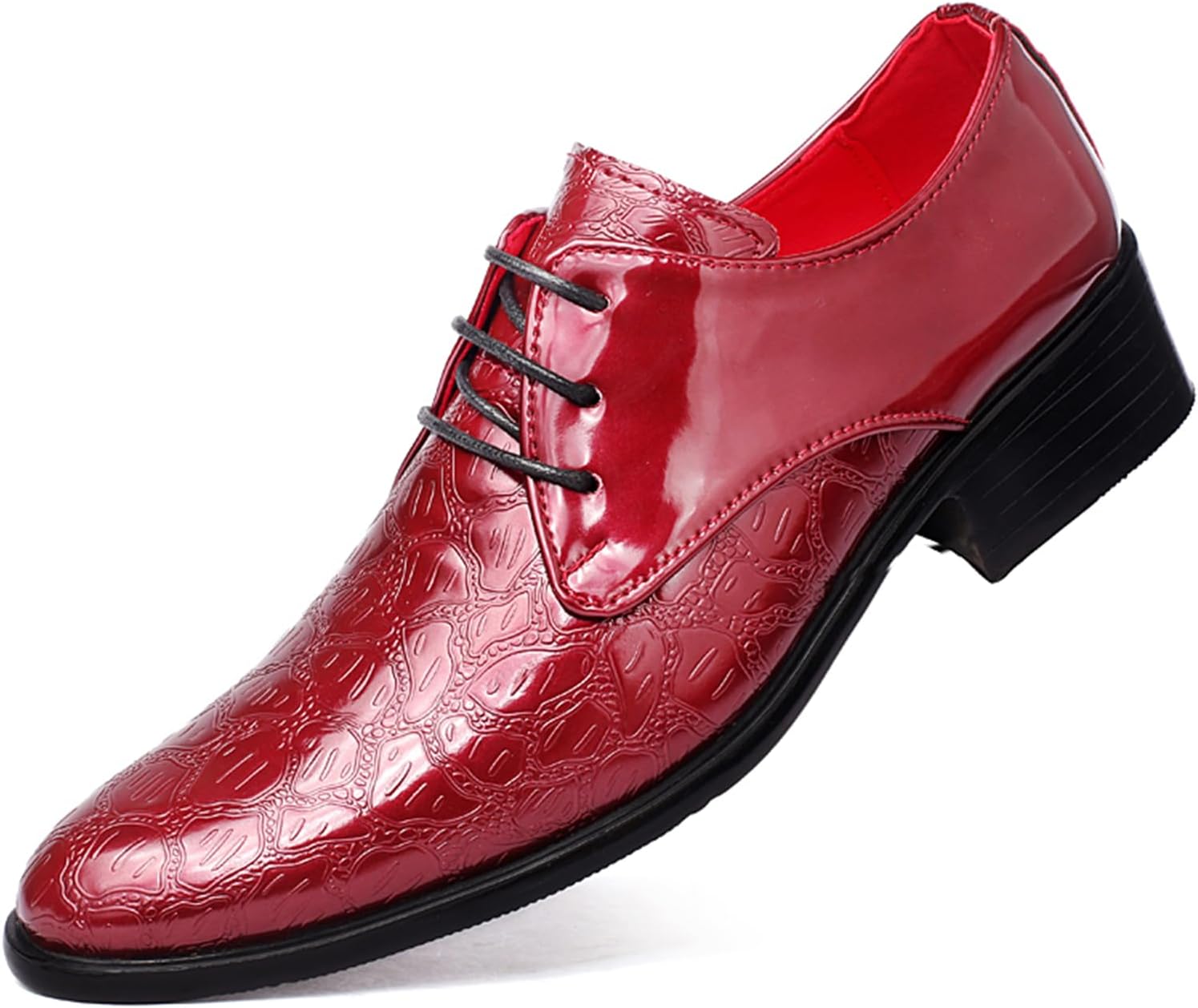 

Мужские классические туфли Оксфорды с шнуровкой, формальные дерби Abborora, красный