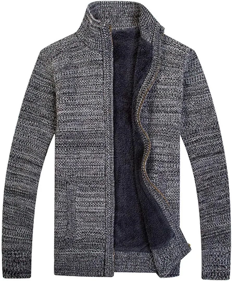 

Мужской кардиган с полной застежкой-молнией, флисовой подкладкой и карманом ebossy