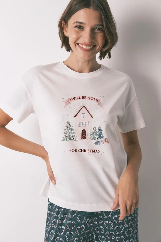 

Хлопковая пижамная футболка women'secret, бежевый