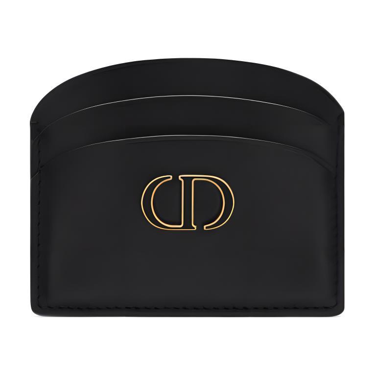 

DIOR Тридцать Монтань гладкая кожаная визитница женская черная