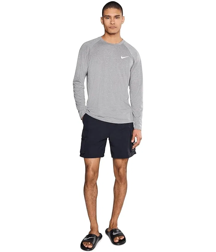 Футболка для плавания с защитой UPF 40+ Heather Long Sleeve Hydroguard Nike, Black/Bright Crimson/Volt/Photon Dust — фото 2