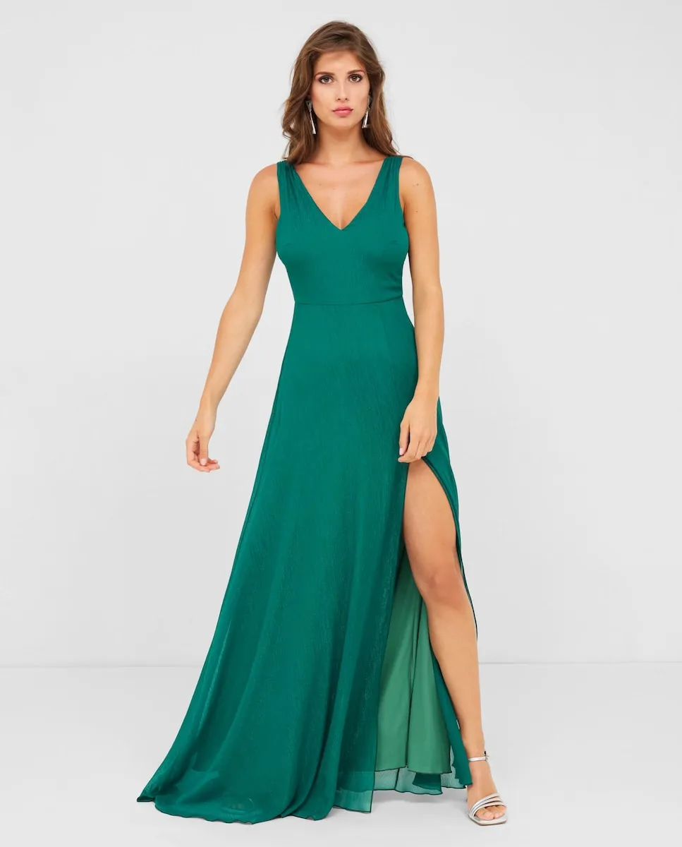 

Длинное платье с перекрещенной спиной Veneno en la piel, зеленый