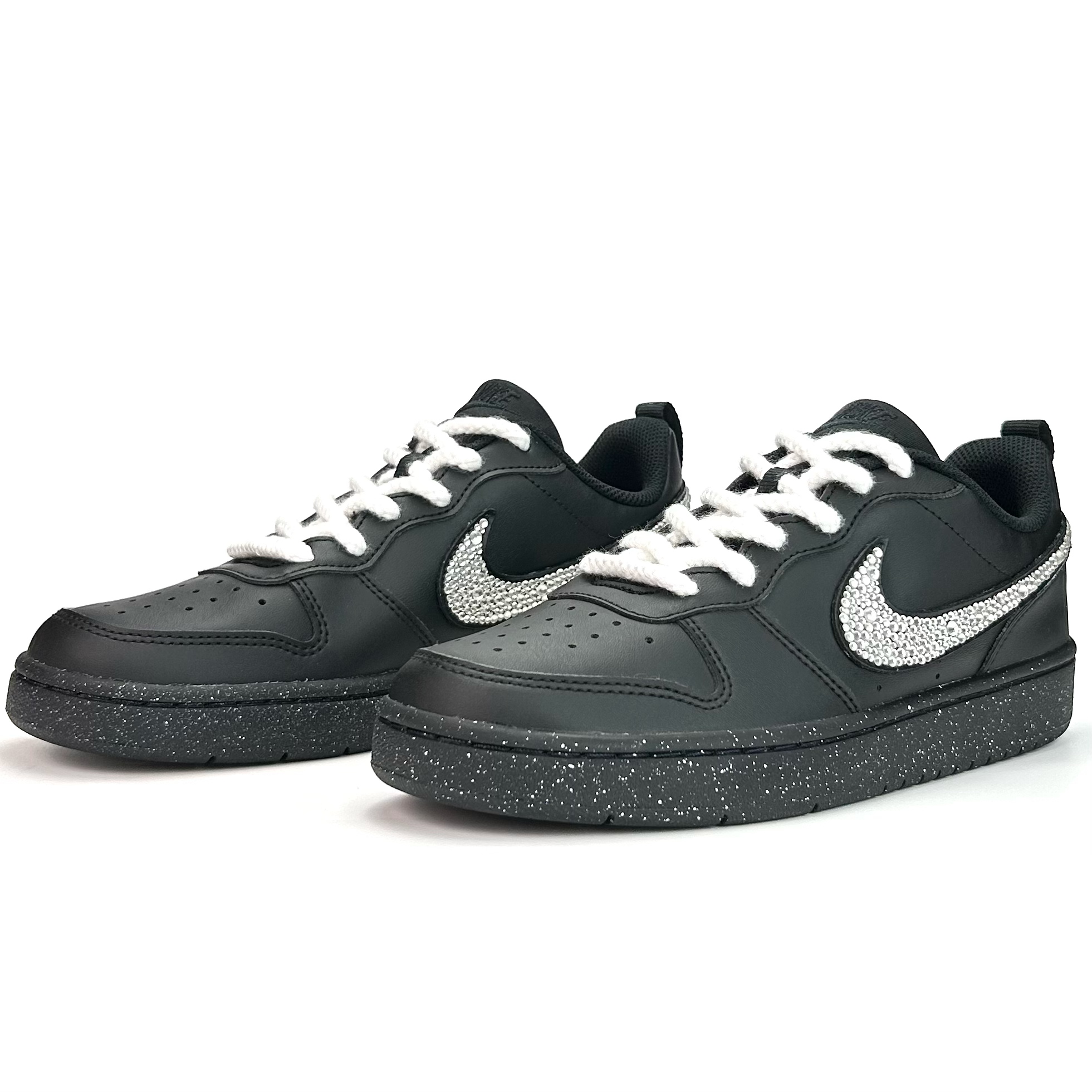 Nike Детские кроссовки для скейтбординга Court Borough Sparkling Galaxy Low Top, черные, для подростков — фото 3