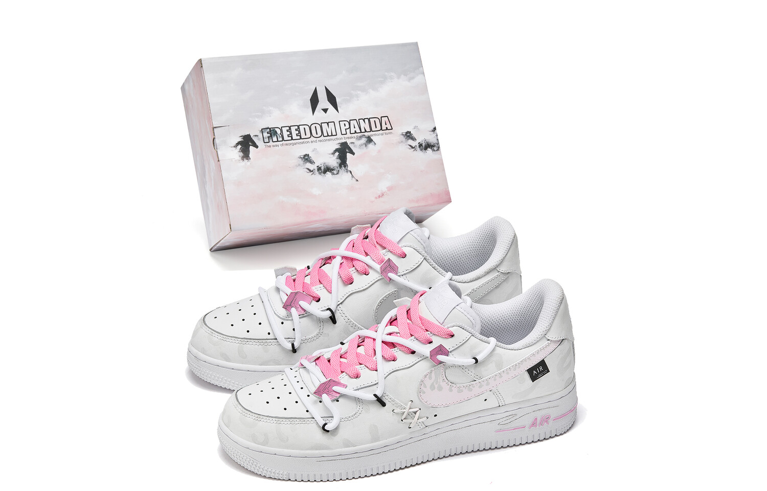 

Кроссовки Nike Air Force 1 Skateboarding Shoes Women's Low-top White/pink, серый/белый/розовый