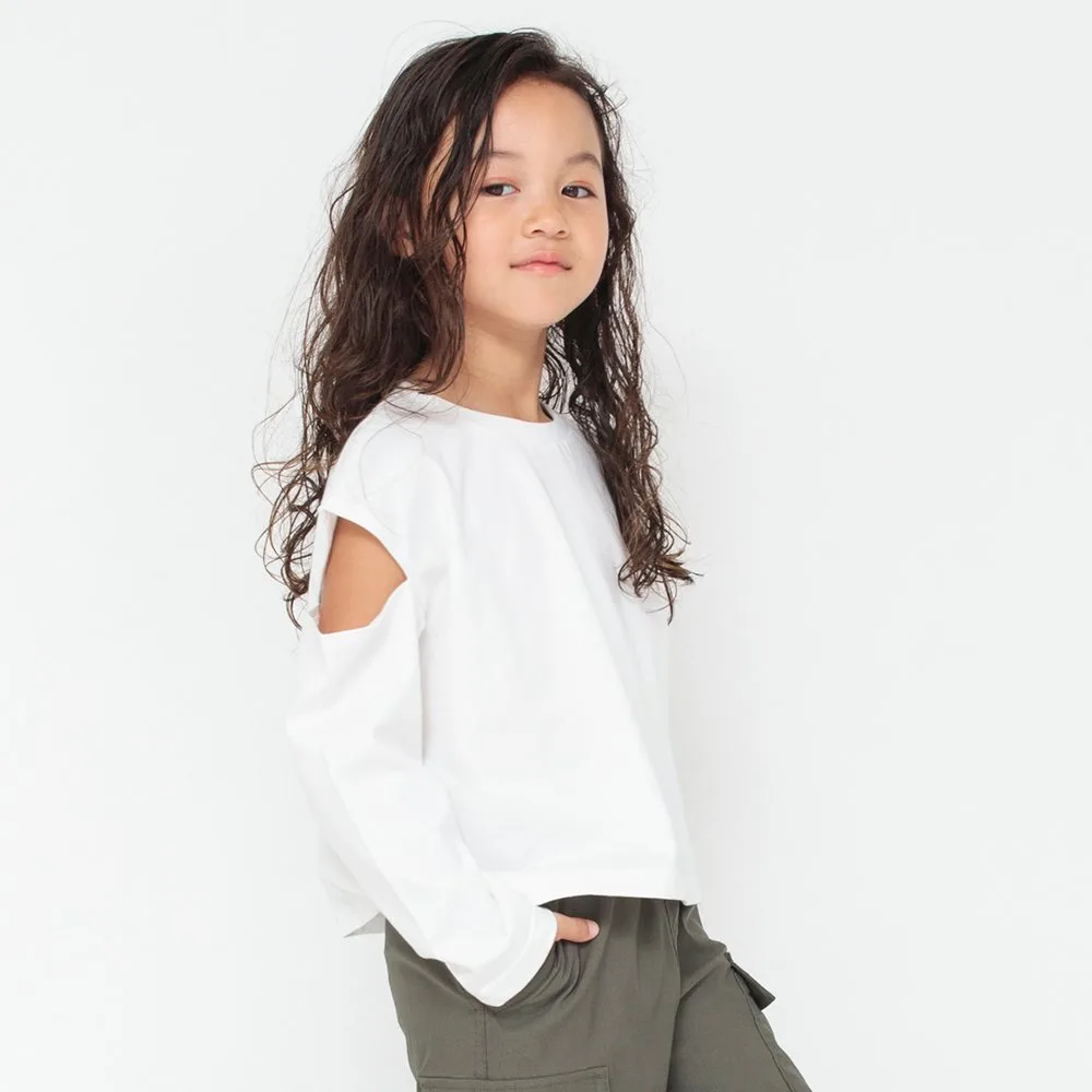 Футболка с длинными рукавами и вырезом на плече (королевский хлопок) Branshes, off white