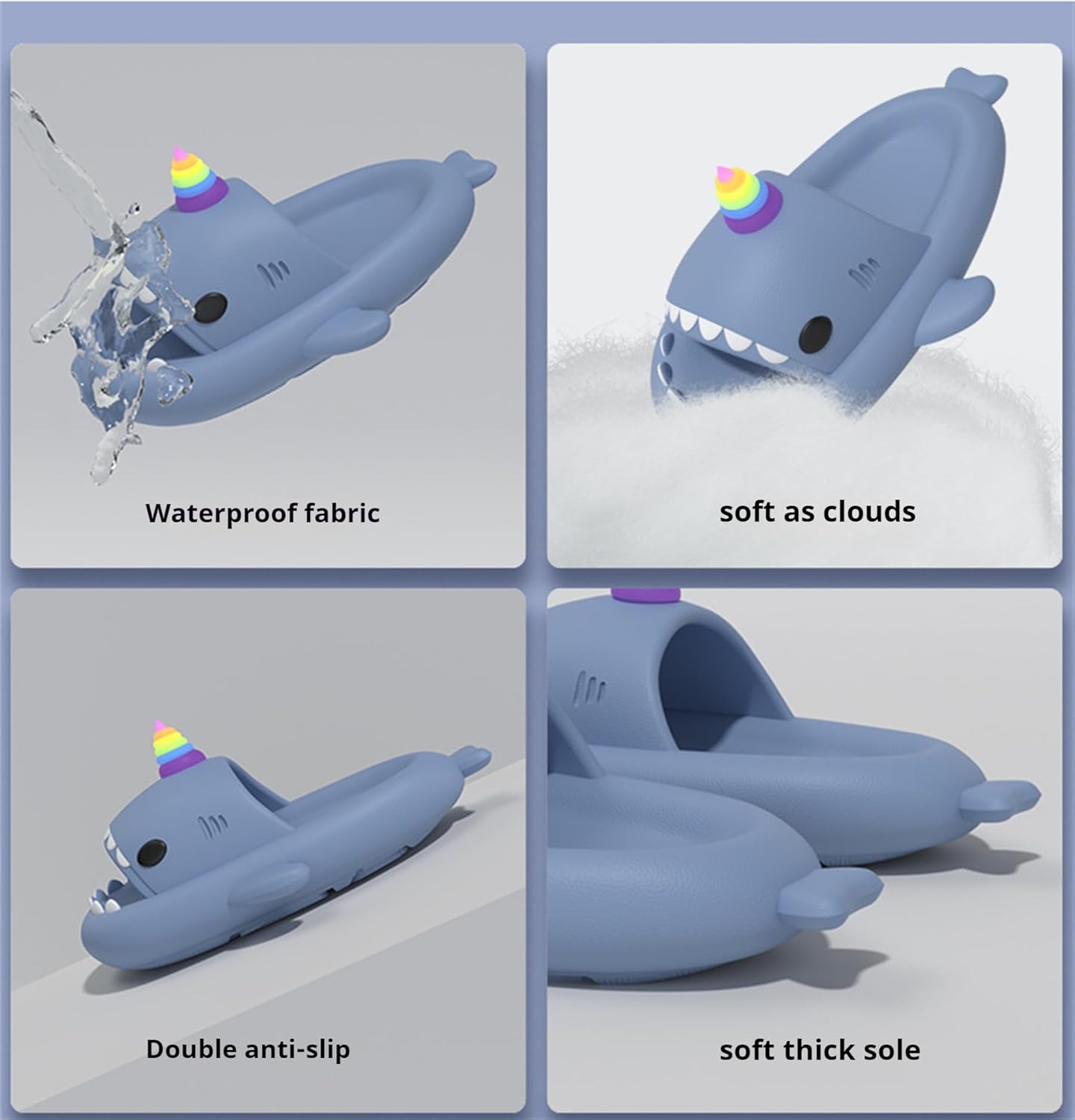 Шлепанцы Shark Cloud, милые мультяшные тапочки с акулами для дома и улицы, для женщин и мужчин, сандалии с открытым носком для душа и для пар Ythspnze, Powder (Mushroom) — фото 2
