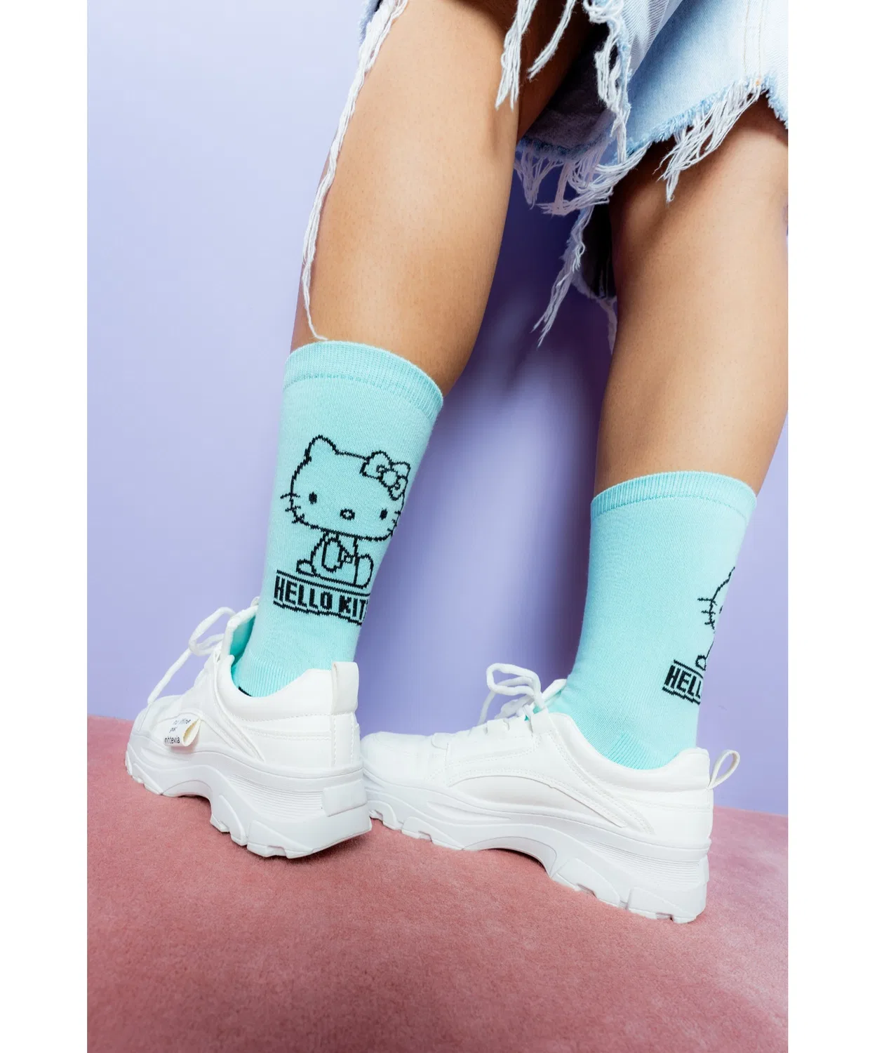Носки Sanrio Characters × HOMEGAME, Hello Kitty, хлопок, бирюзовый