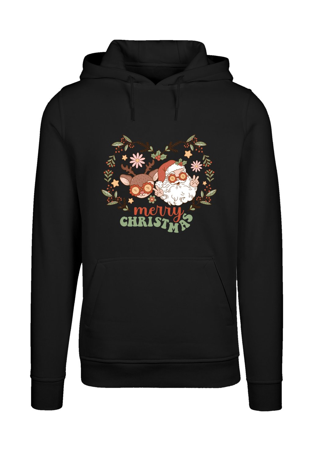 

Толстовка с капюшоном CHRISTMAS HIPPIE SANTA AND REINDEER F4NT4STIC, черный