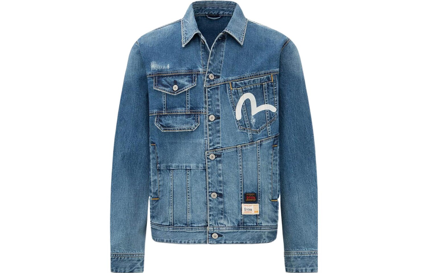 

Джинсовая куртка мужская джинсовая синяя Evisu, синий