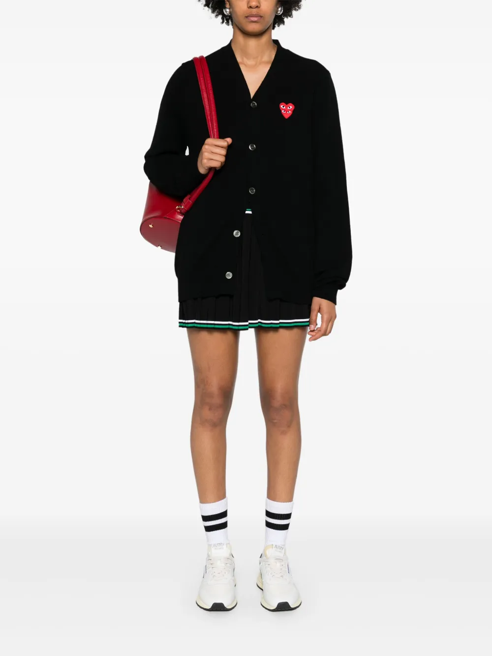Шерстяной кардиган с нашивкой Comme Des Garçons Play, черный — фото 3