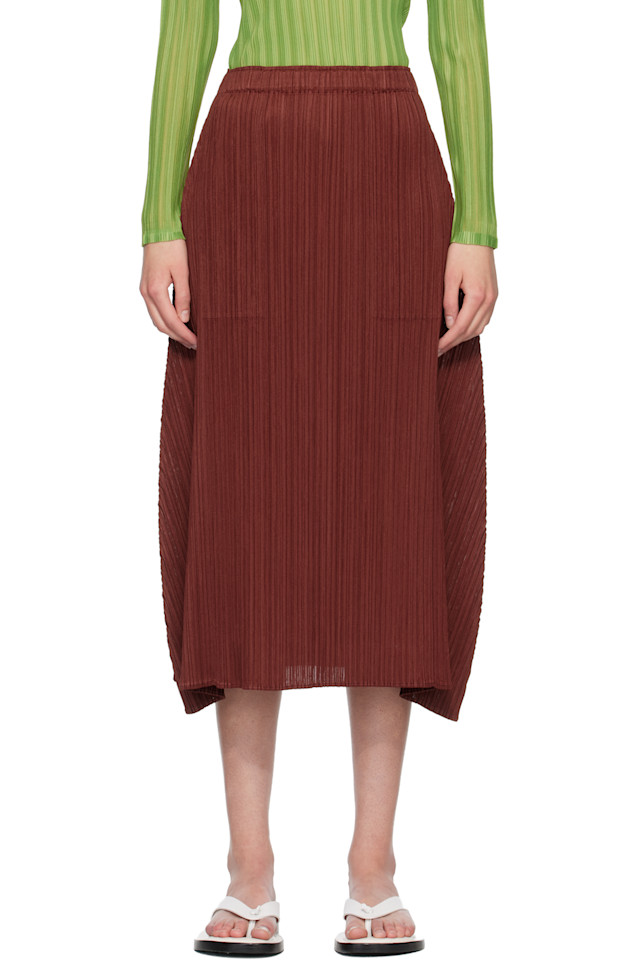 

Pleats Please Issey Miyake Бордовая макси-юбка, цвета месяца, октябрь