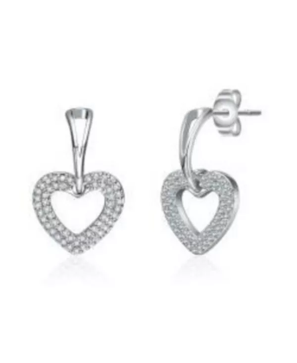 

Серьги-Подвески в форме сердца с покрытием из белого золота и прозрачными кубическими цирконами Rachel Glauber, white