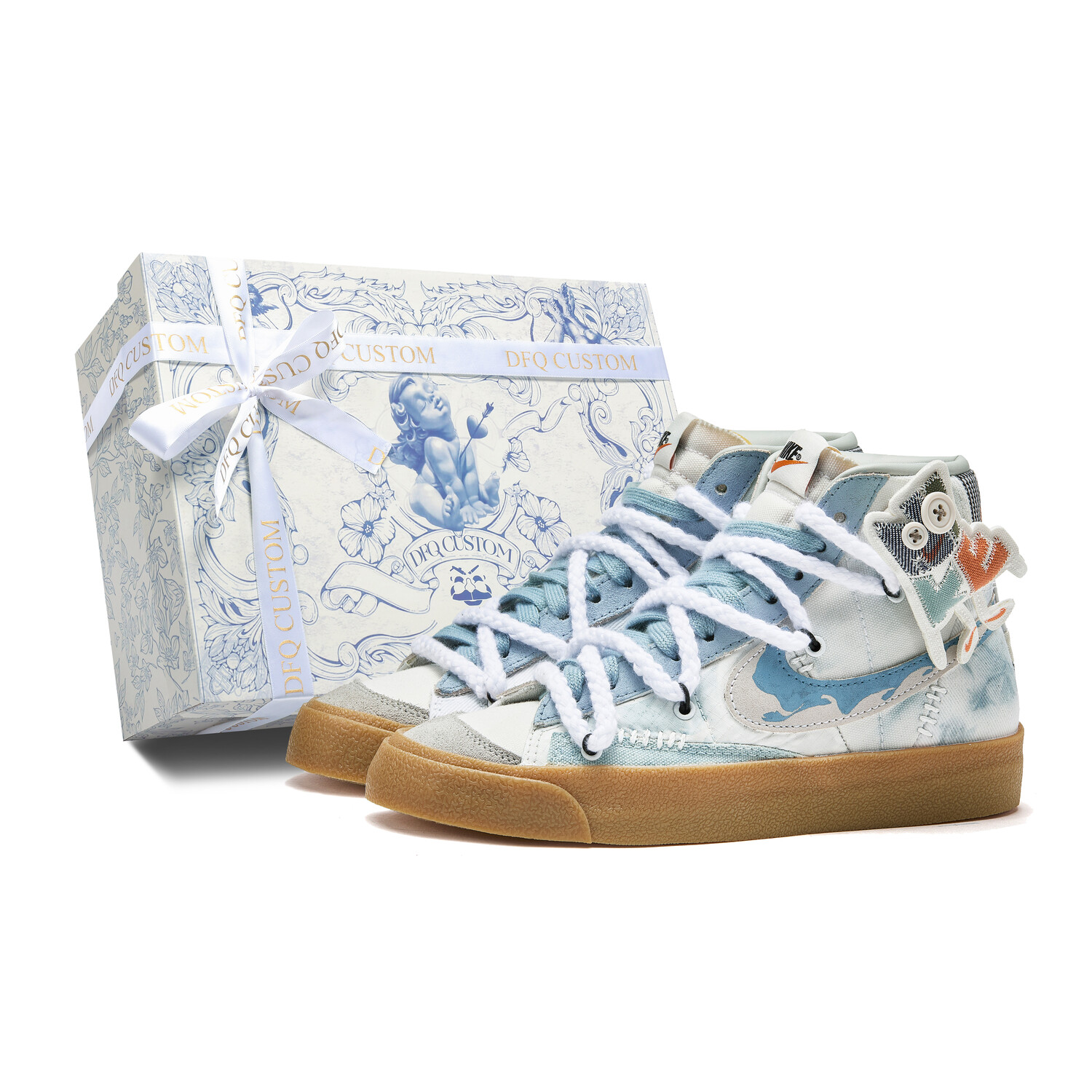 

Кроссовки Nike Blazer Skateboarding Shoes Men Mid-top Blue/white, синий