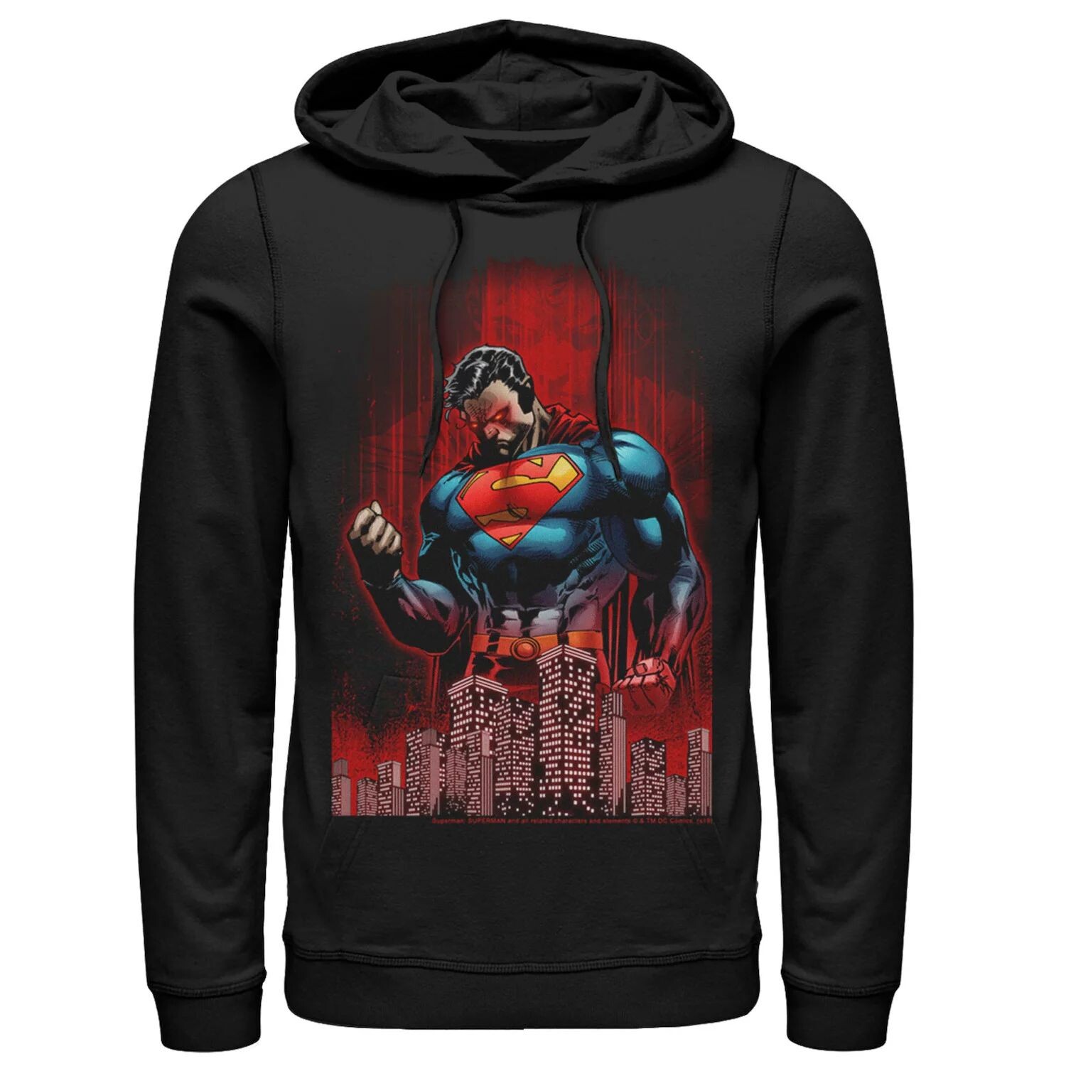 

Мужская толстовка с капюшоном и плакатом комиксов Superman Power Flex Skyline Comic, Black DC Comics, черный