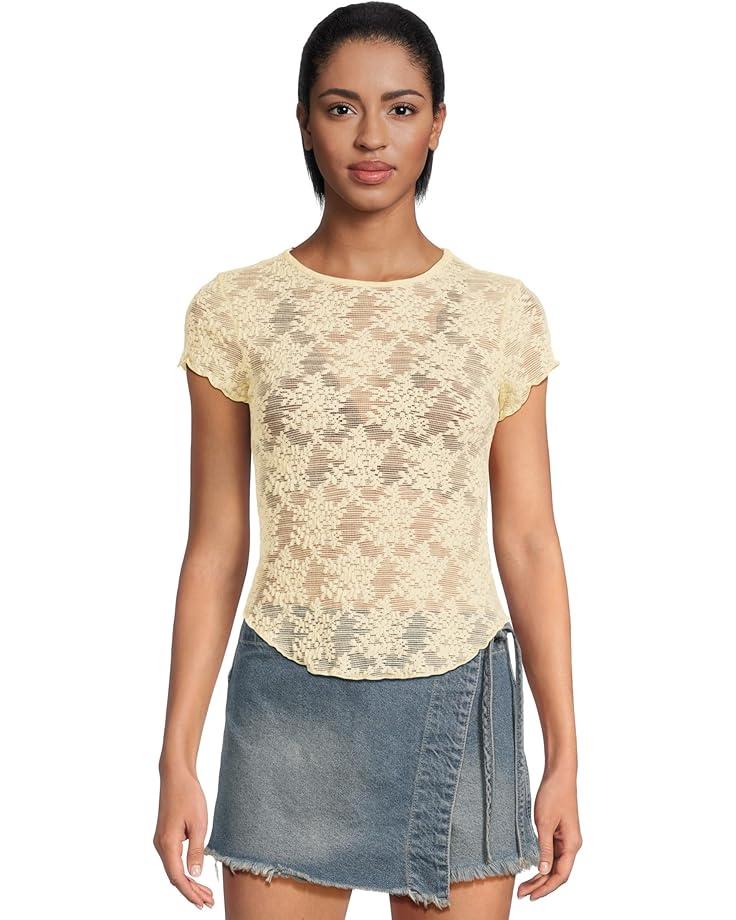 

Футболка Free People Ready To Go Lace Tee, цвет Butter Yellow