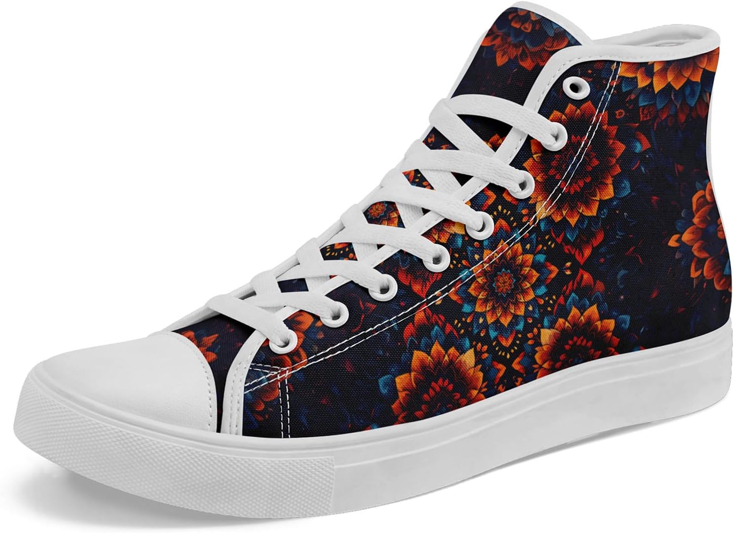 

Высокие кеды с цветочным рисунком для мужчин и женщин - стильные плоские кроссовки, удобные, дышащие, повседневная мода Awsole, белый/черный/оранжевый