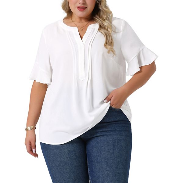 

Блузка с v-образным вырезом и рюшами для женщин plus size Agnes Orinda