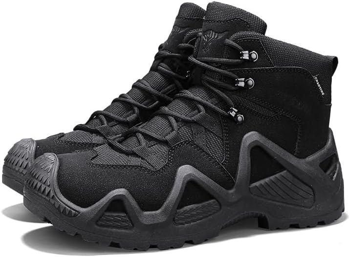 

Мужские облегченные походные ботинки Qacksv, комфортные ботинки средней высоты для активного отдыха и повседневной ходьбы с амортизированной поддержкой, черный