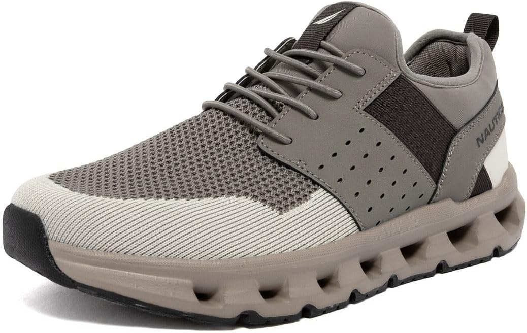 

Мужские кроссовки Nautica для бега, спортивные, модные, с шнуровкой, мягкие для тренировок, тенниса - с амортизацией, дышащие, легкие и удобные, Ash Taupe Zer