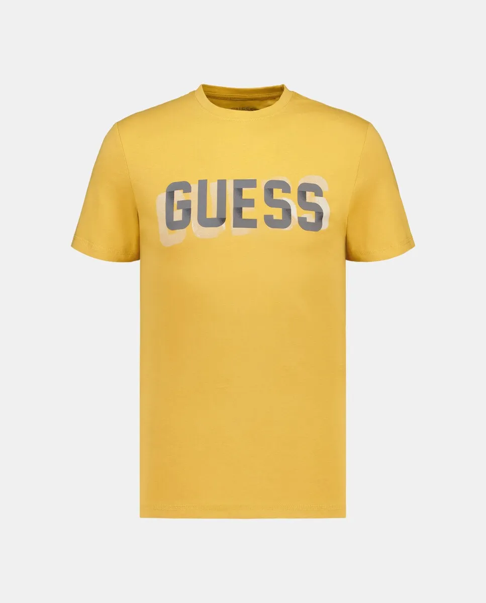 

Мужская футболка с логотипом спереди Guess, цвет Mostaza