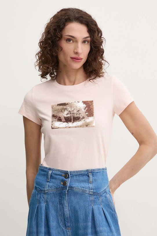 

Хлопковая футболка Armani Exchange, оранжевый