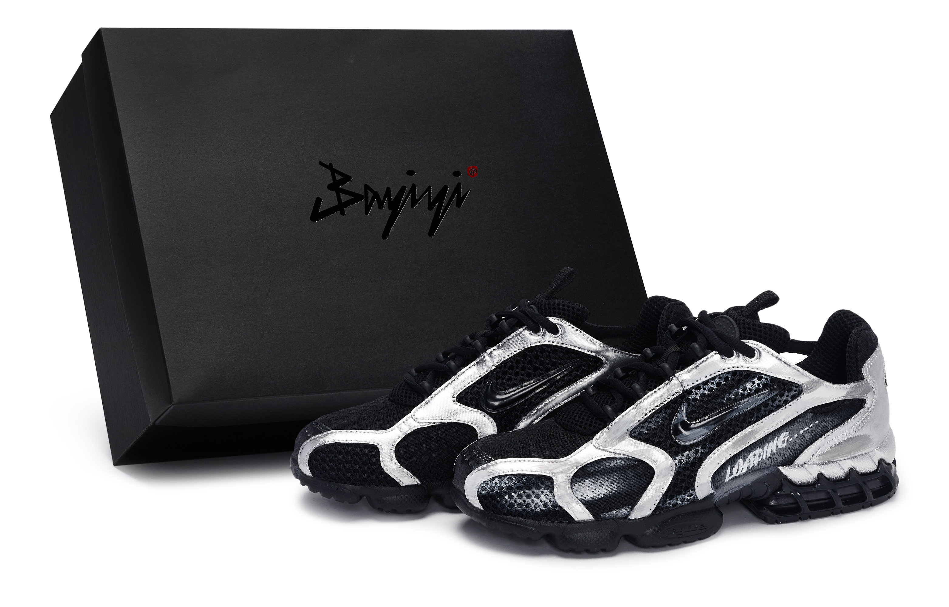 

Nike Кроссовки Air Zoom Spiridon Cage 2 Silver Track, износостойкие, повседневные, низкие, мужские, черные, серые, серебристые