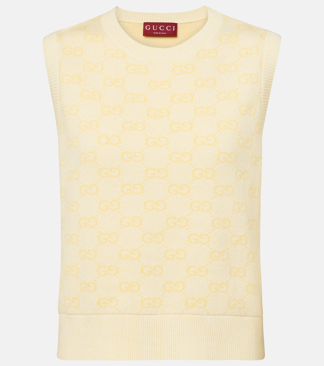 

GG хлопковый жилет-свитер Gucci, Pastel Yellow/ White